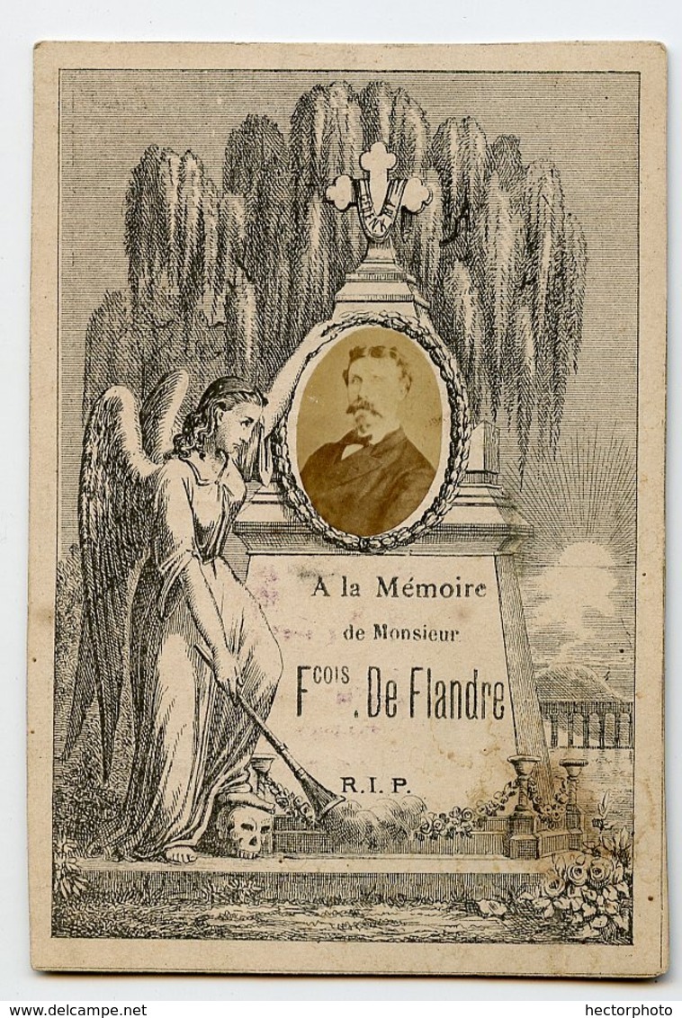 Homme Man Faire Part Décès Mort Enterrement François De Flandre Anvers XIX 1882 RIP Collage Identité - Anciennes (Av. 1900)