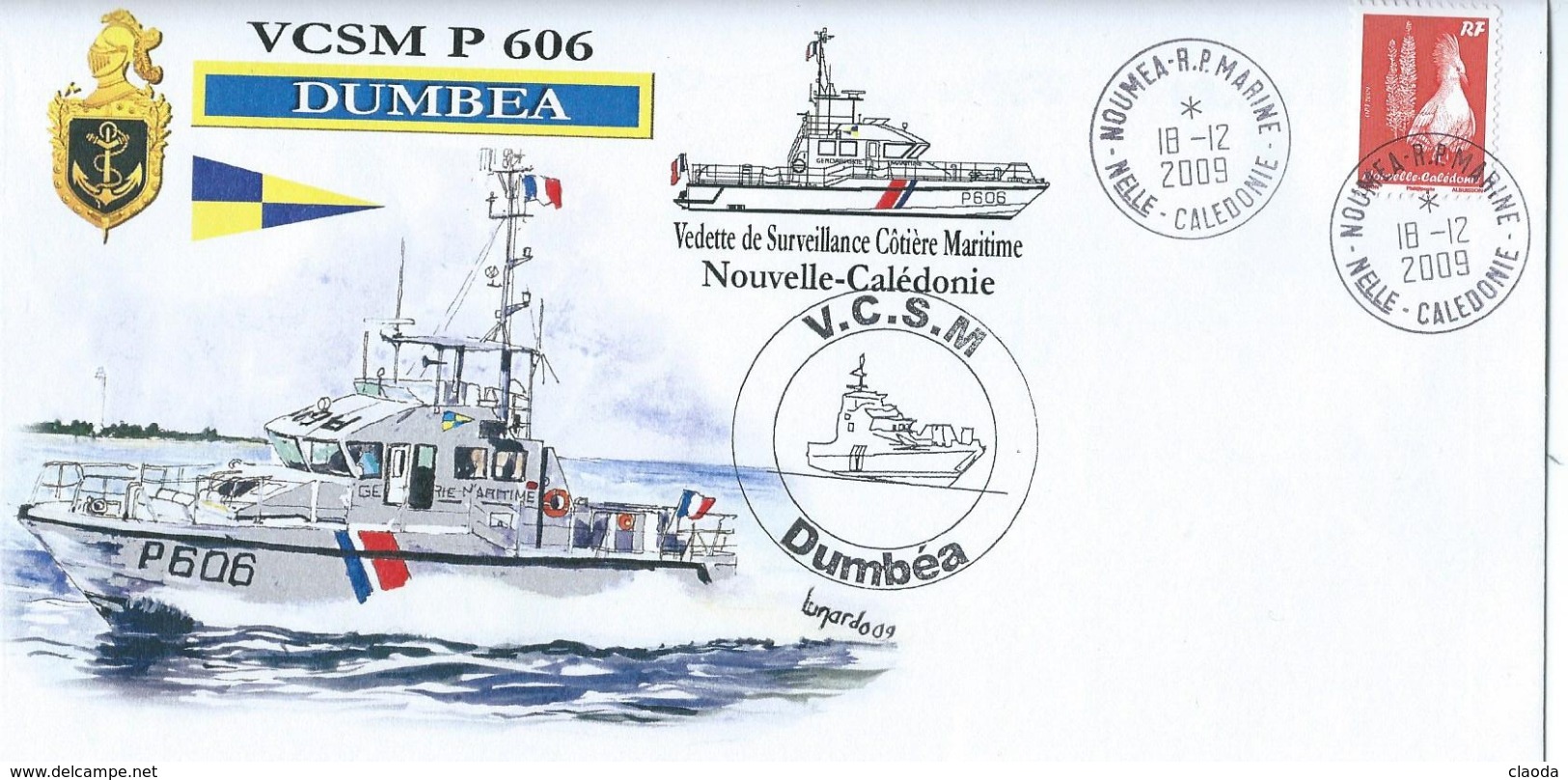 17346 - GENDARMERIE MARITIME - VCSM DUMBEA - NELLE CALEDONIE  - EV ILLUSTRÉE - TP NOUMÉA MARINE 1 - Naval Post