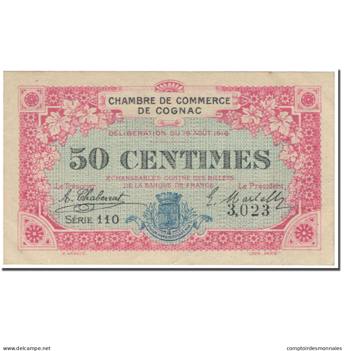 France, Cognac, 50 Centimes, 1916, TTB+, Pirot:49-1 - Camera Di Commercio