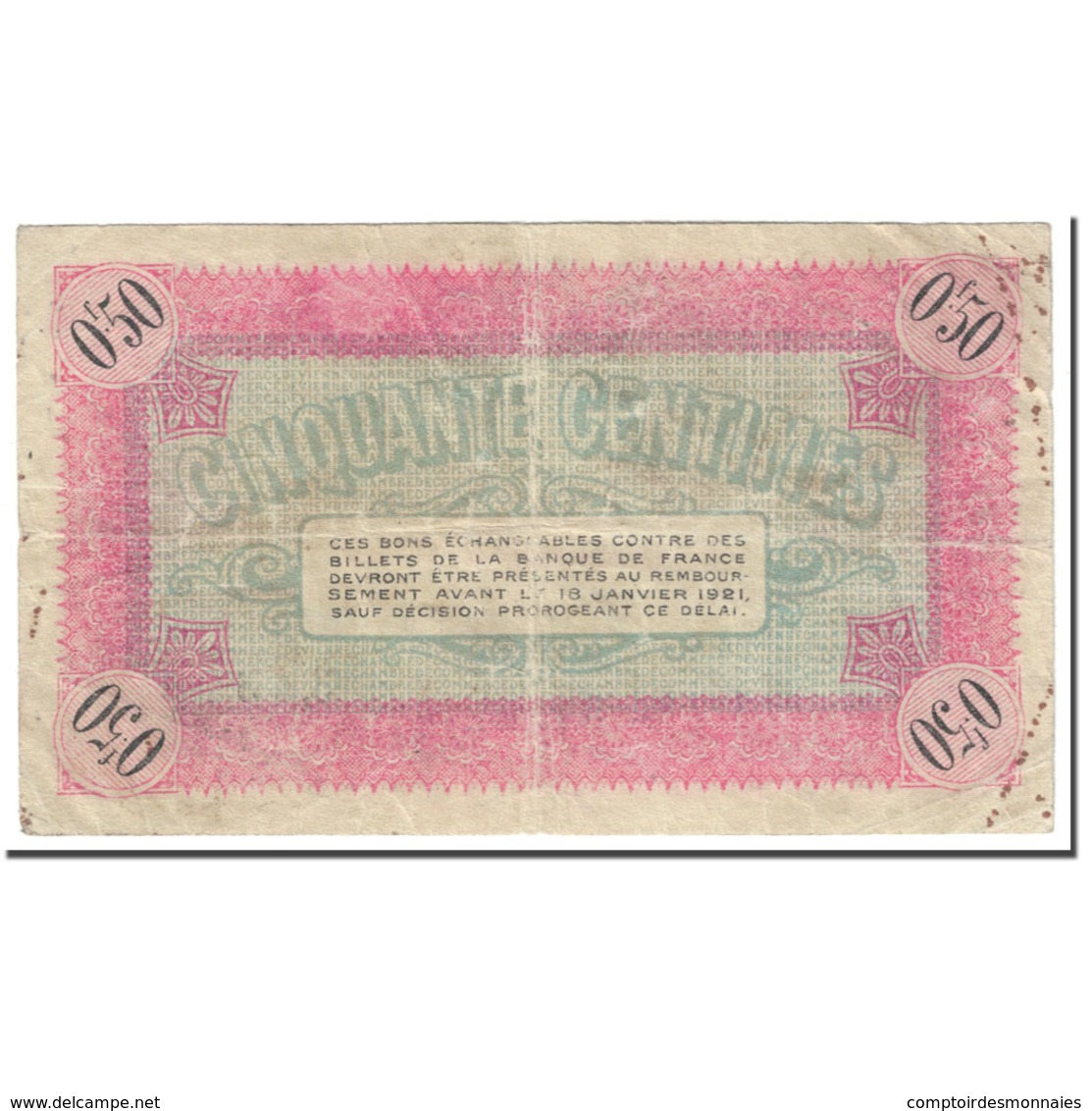 France, Vienne, 50 Centimes, 1916, TB, Pirot:128-11 - Camera Di Commercio