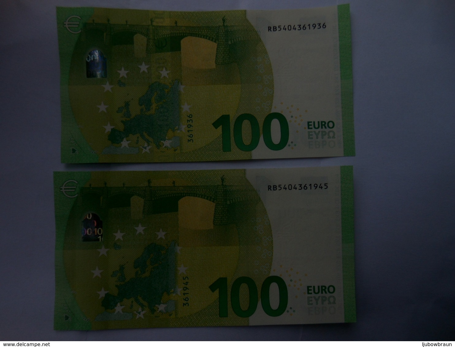 100 Euro-Schein Mit Interessante Nr.RB (r008) Draghi Unc. Je - 100 Euro