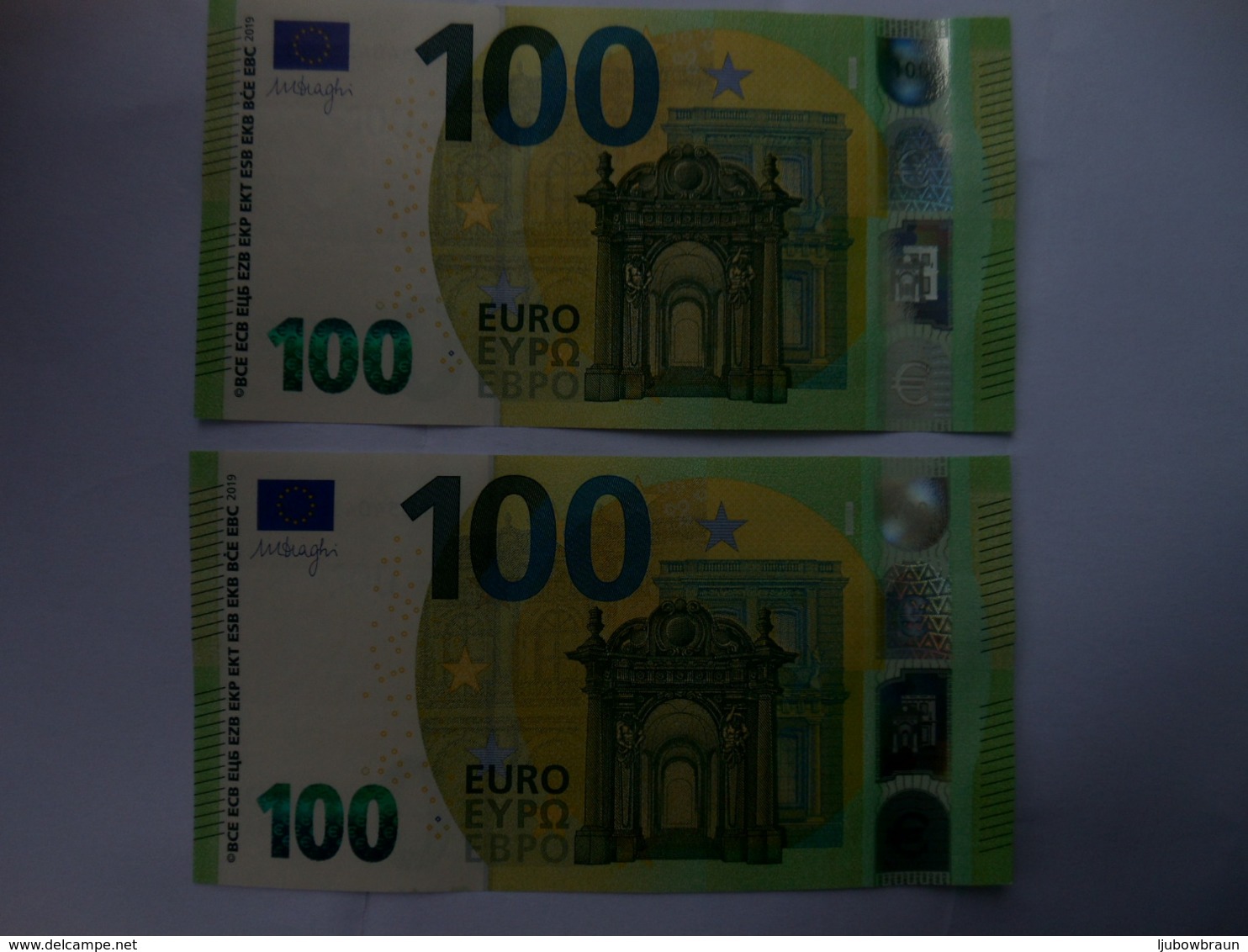 100 Euro-Schein Mit Interessante Nr.RB (r008) Draghi Unc. Je - 100 Euro