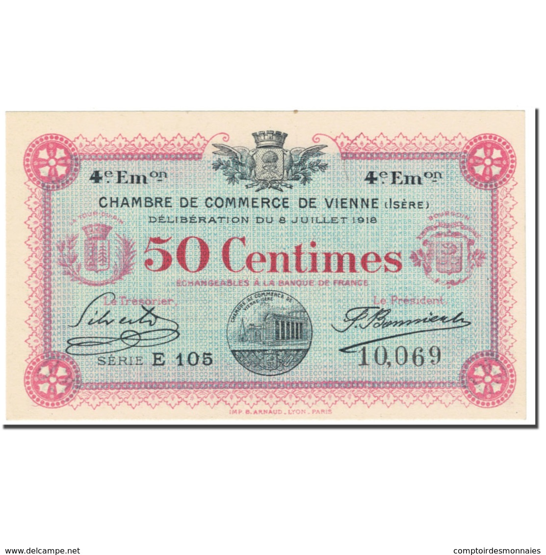 France, Vienne, 50 Centimes, 1918, NEUF, Pirot:128-20 - Chamber Of Commerce