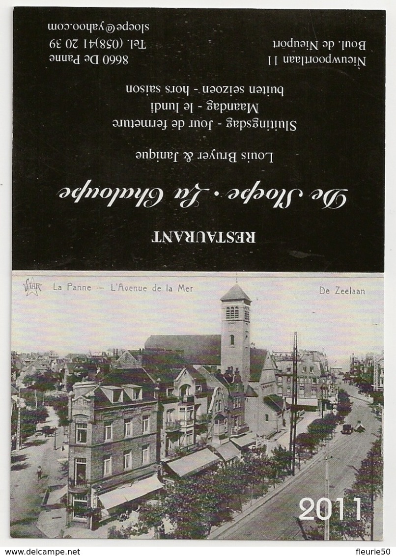 CALENDRIER 2011 - Restaurant De Sloepe / La Chaloupe 8660 De Panne, Nieuwpoortlaan. Vue De La Panne - L'Avenue De La Mer - Tamaño Pequeño : 2001-...