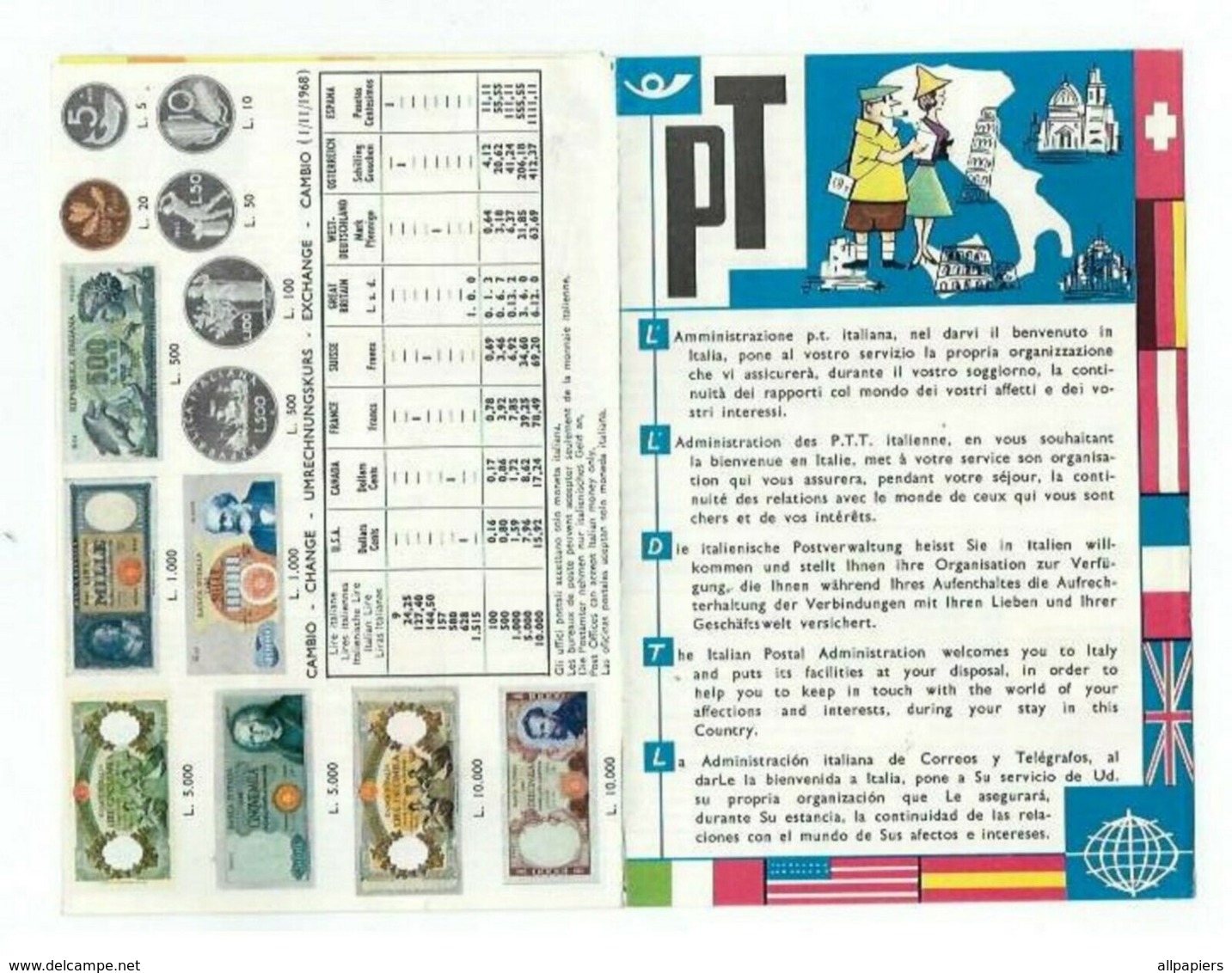 Publicité Livret PT Administration Des P.T.T Italienne De 1968  10 Pages Avec Télégrammes En Italie - Reclame