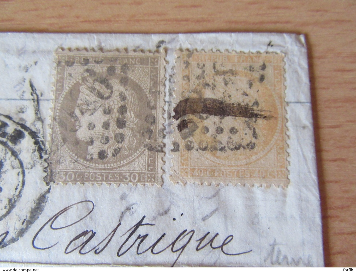 Timbres Cérès 40c Et 30c YT N°38 Et 56 Sur Lettre - GC 2046 Lille Vers Armentières - 1873 - 1871-1875 Ceres