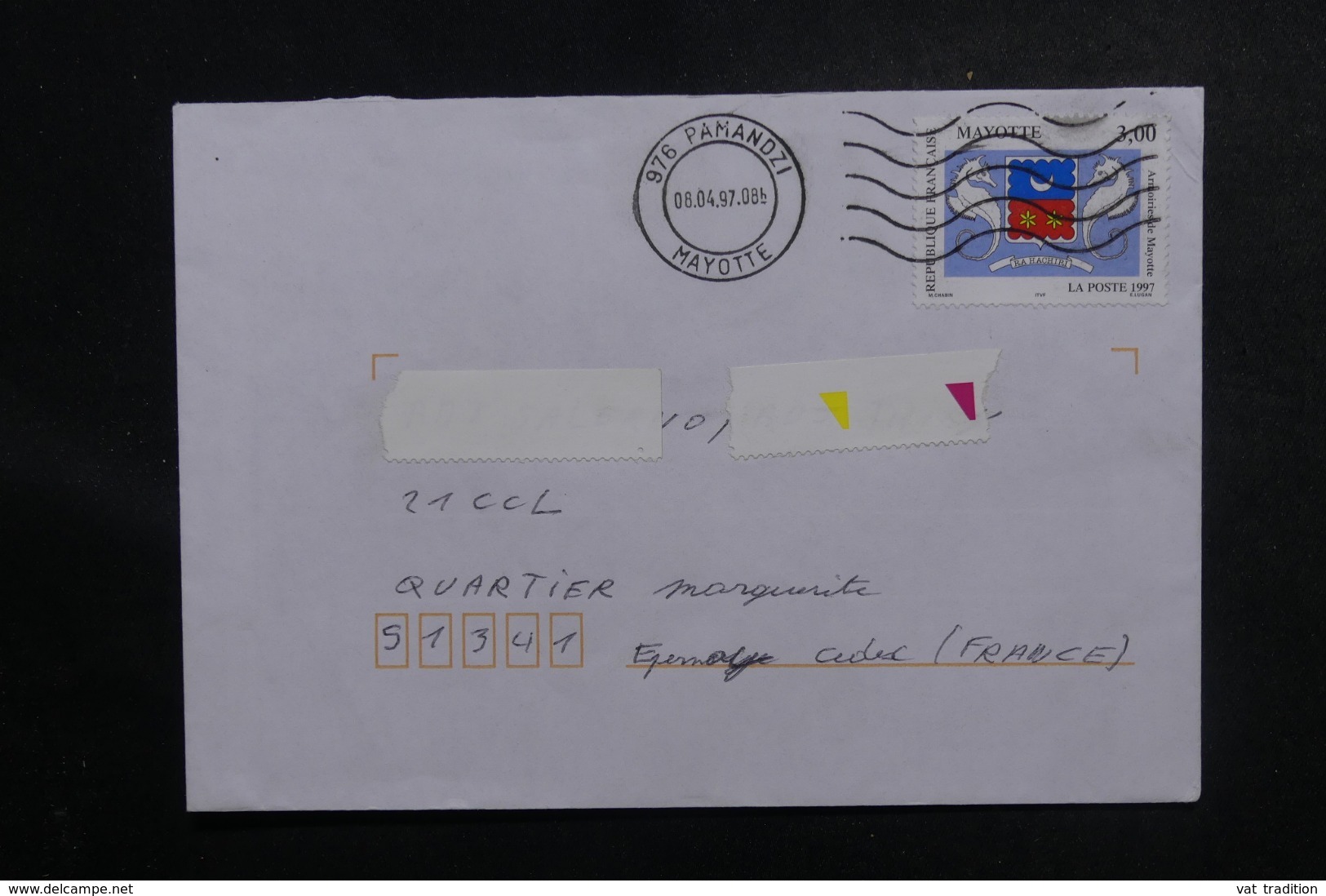 MAYOTTE - Enveloppe De Pamandzi Pour La France En 1997, Oblitération Plaisant - L 47031 - Storia Postale