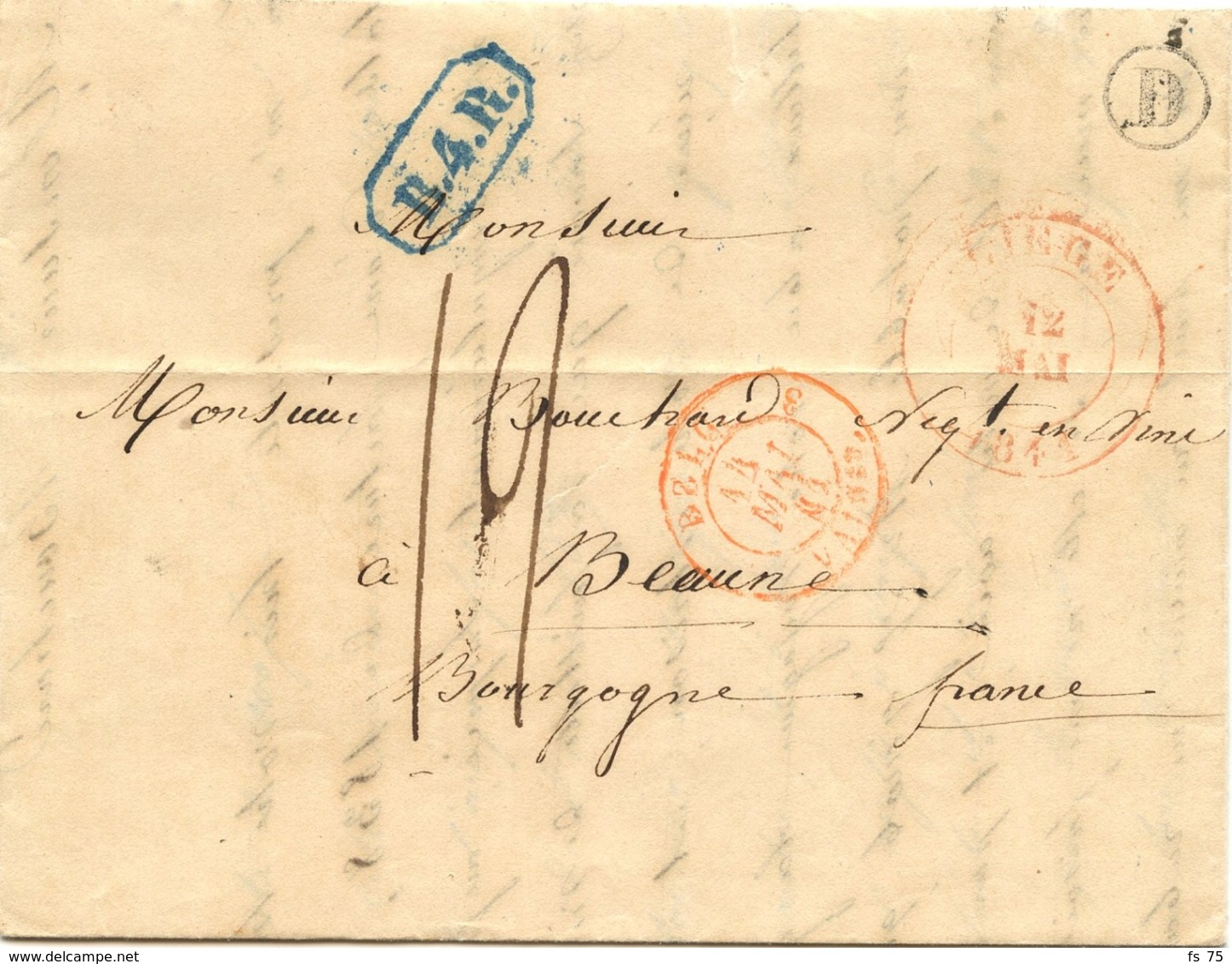 BELGIQUE - CAD LIEGE + BOITE D  SUR LETTRE AVEC TEXTE DE CHENEE  POUR LA FRANCE, 1841 - 1714-1794 (Pays-Bas Autrichiens)