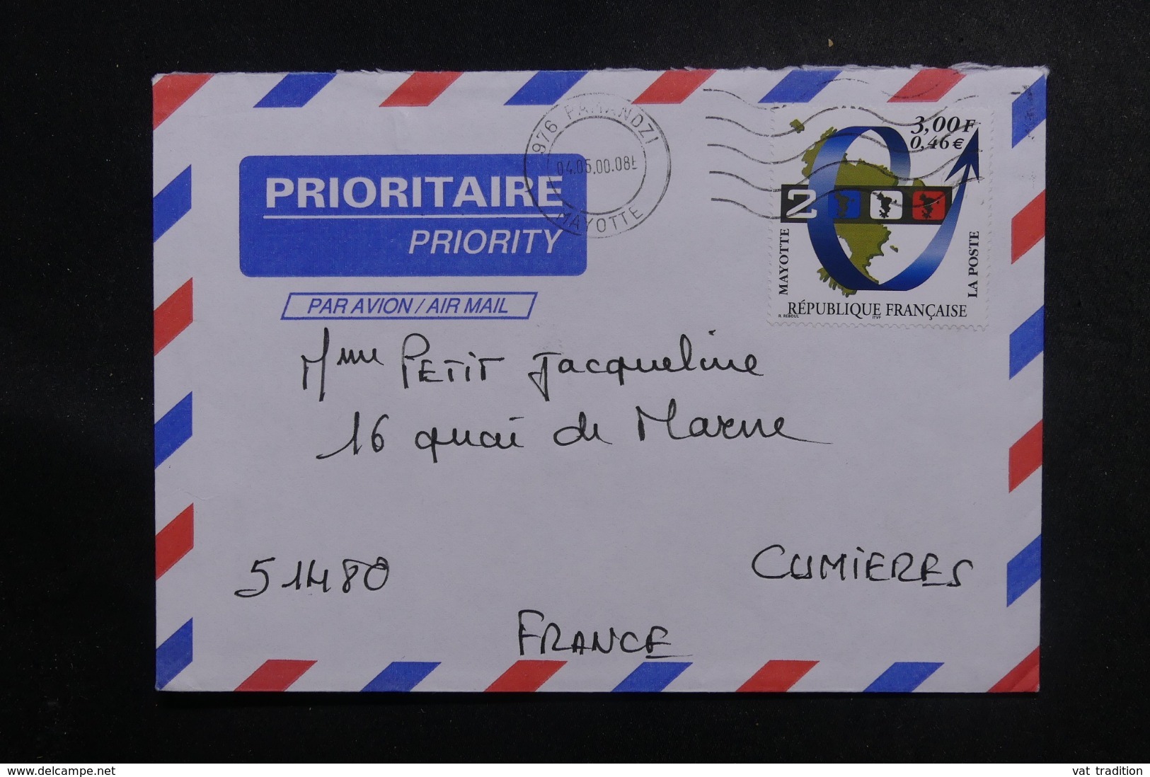 MAYOTTE - Enveloppe De Pamandzi Pour La France En 2000, Affranchissement Plaisant - L 47033 - Cartas & Documentos