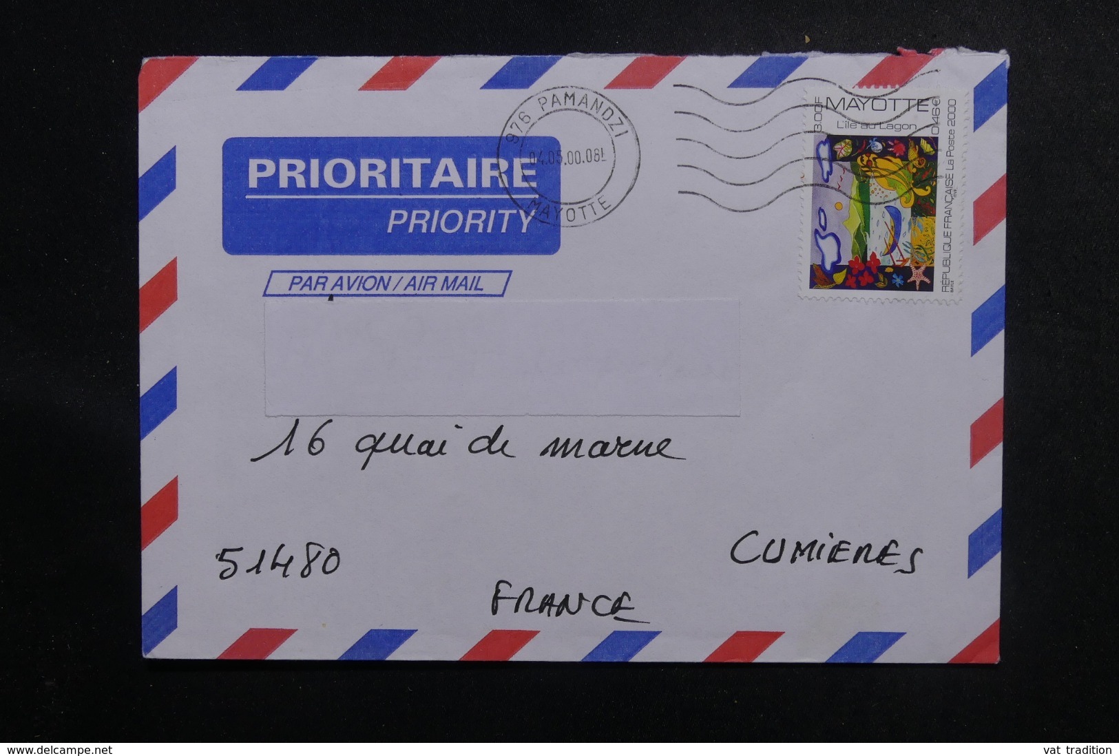 MAYOTTE - Enveloppe De Pamandzi Pour La France En 2000, Affranchissement Plaisant - L 47035 - Cartas & Documentos
