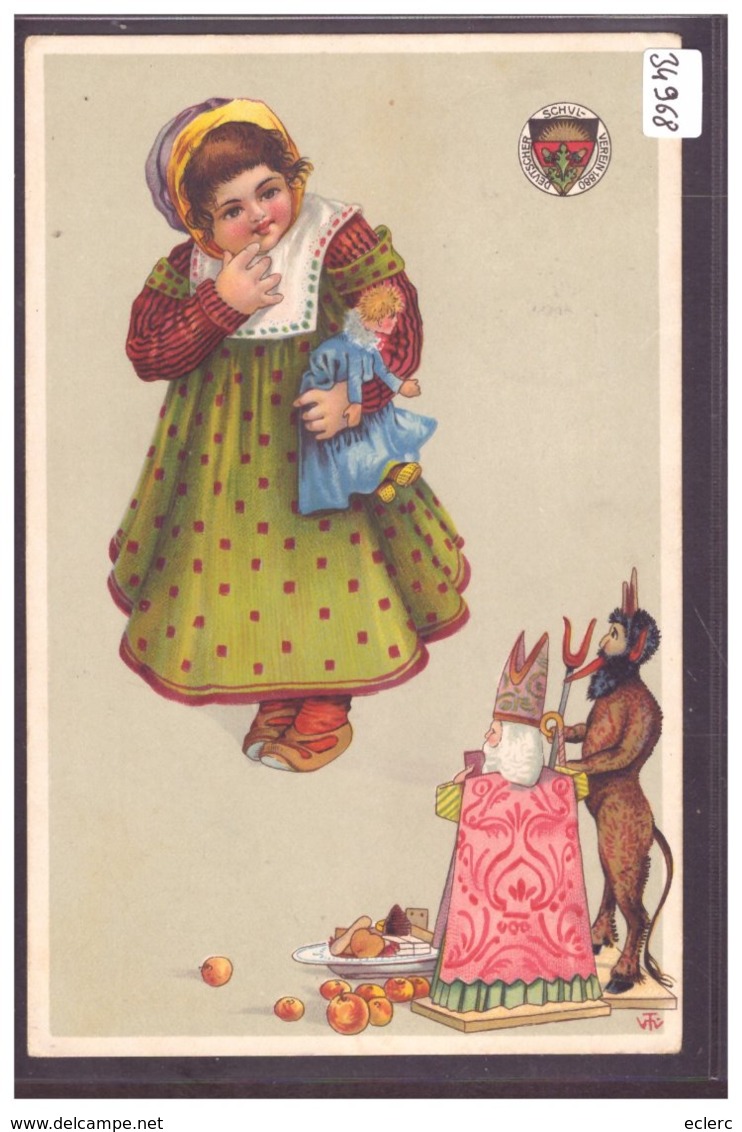 ENFANT - PERE NOEL ET DIABLE - DEUTSCHER SCHULVEREIN 1880 - TB - Szenen & Landschaften