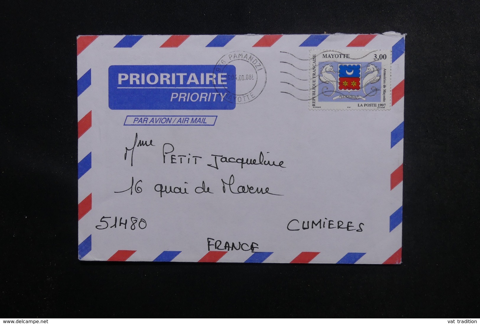 MAYOTTE - Enveloppe De Pamandzi Pour La France En 2000, Affranchissement Plaisant - L 47040 - Covers & Documents