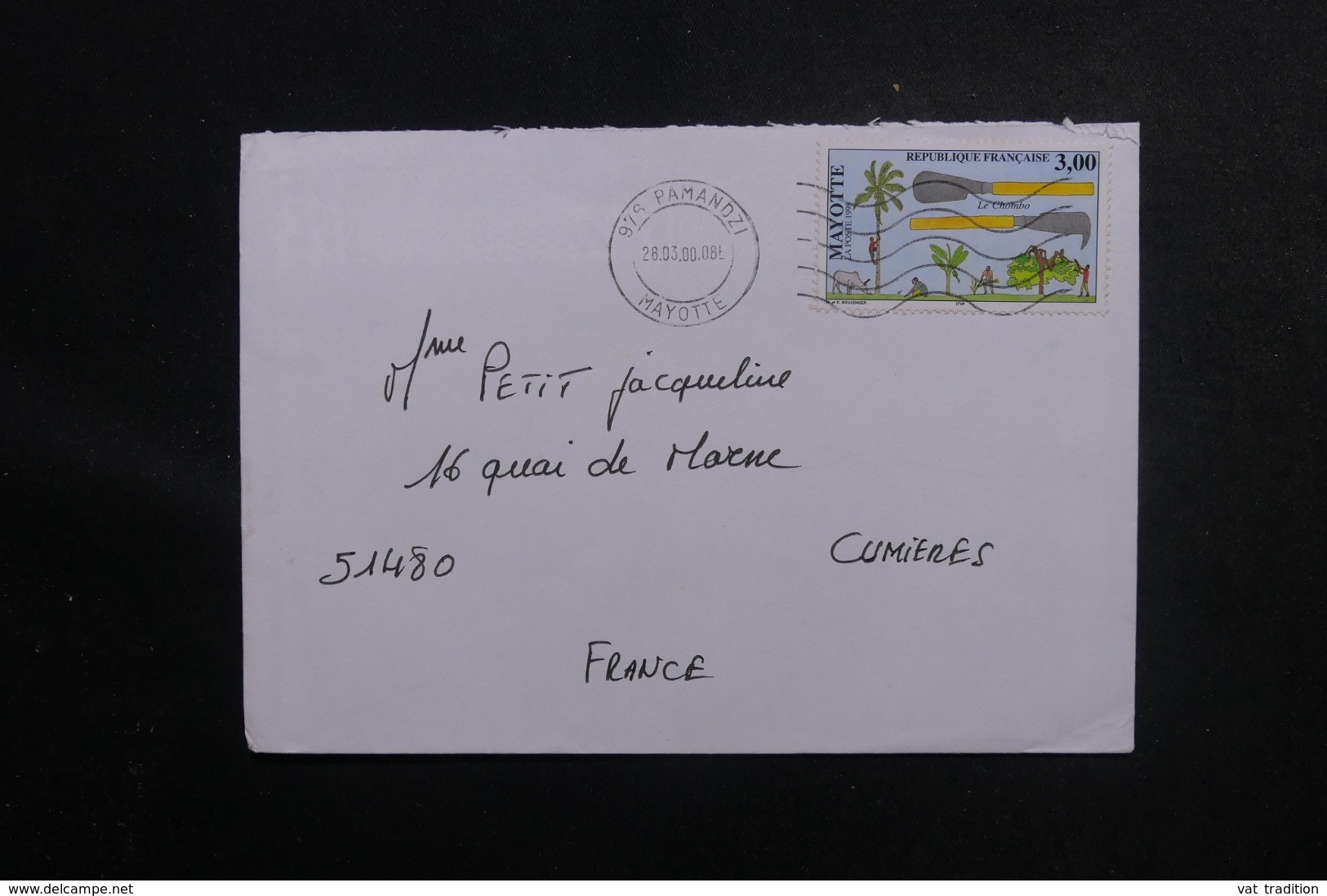 MAYOTTE - Enveloppe De Pamandzi Pour La France En 2000, Affranchissement Plaisant - L 47043 - Lettres & Documents