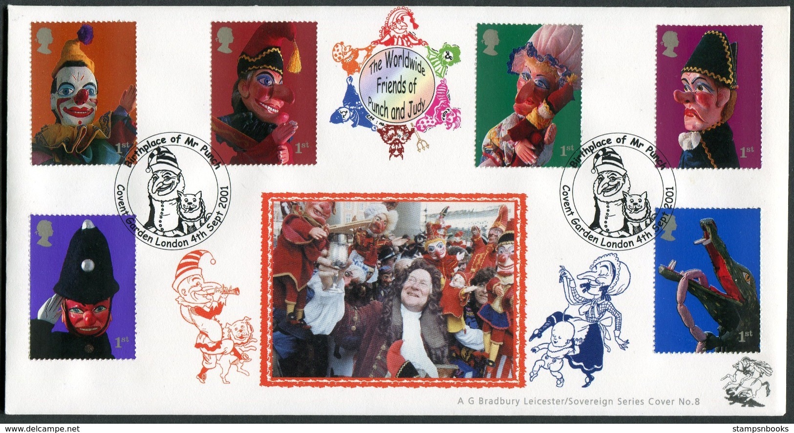 2001 GB Punch & Judy First Day Cover. Covent Garden Bradbury FDC - 2001-2010 Em. Décimales