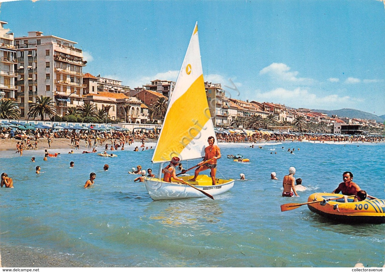 Cartolina Loano Veduta Dal Mare 1977 Spiaggia Vela Animata (Imperia) - Imperia