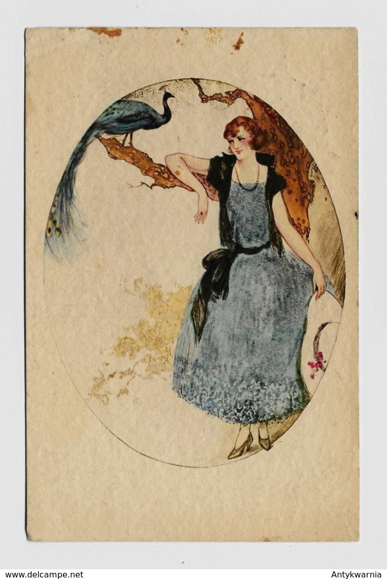 Florence HARDY About 1920y. Girl  Peacock, peafowl   D140 - Hardy, Florence