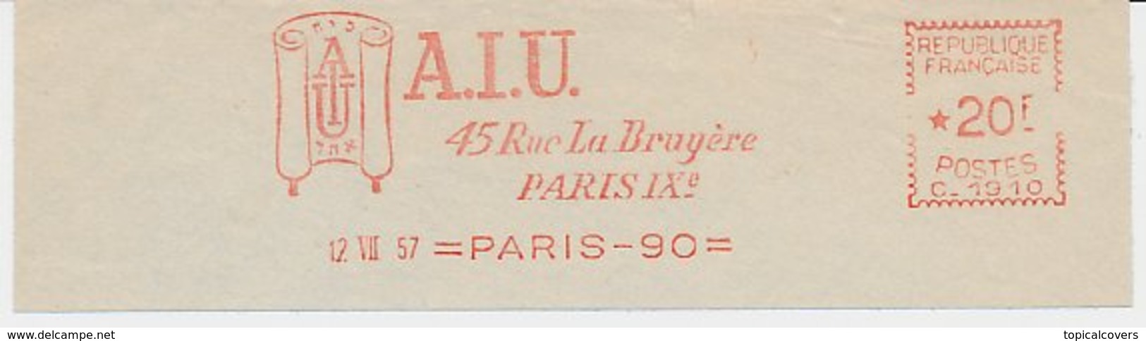 Meter Cut France 1957 A.I.U. - Israelite Universal Alliance - Scroll - Book - Unclassified