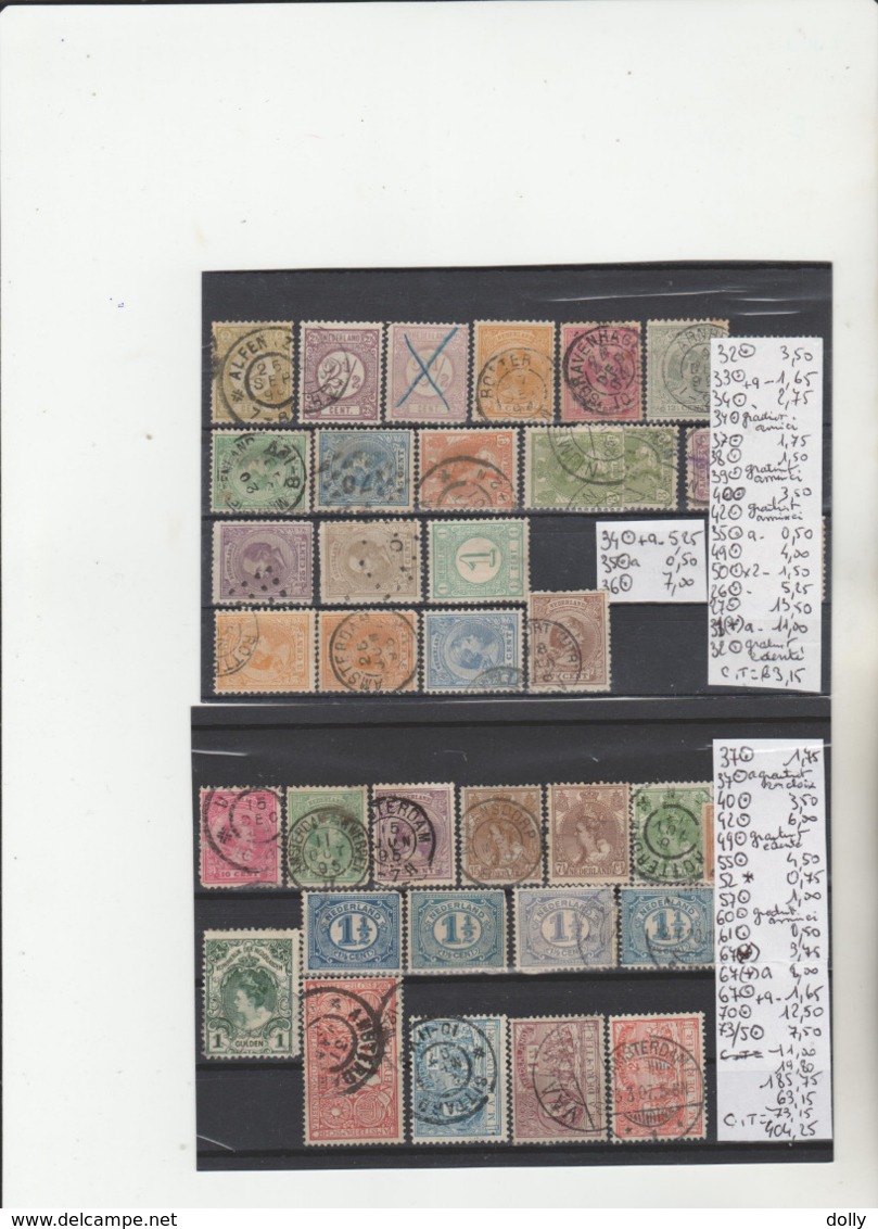 TIMBRES DE PAYS-BAS **/*/° 1864-52-1935 + PA ** Nr VOIR SUR PAPIER AVEC TIMBRES  COTE404.25  € - Ungebraucht