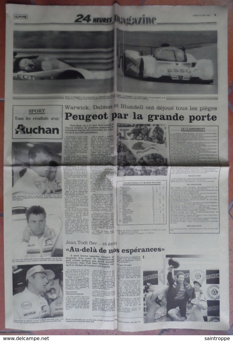 24 H Du Mans 1992.Peugeot Par La Grande Porte. - 1950 à Nos Jours