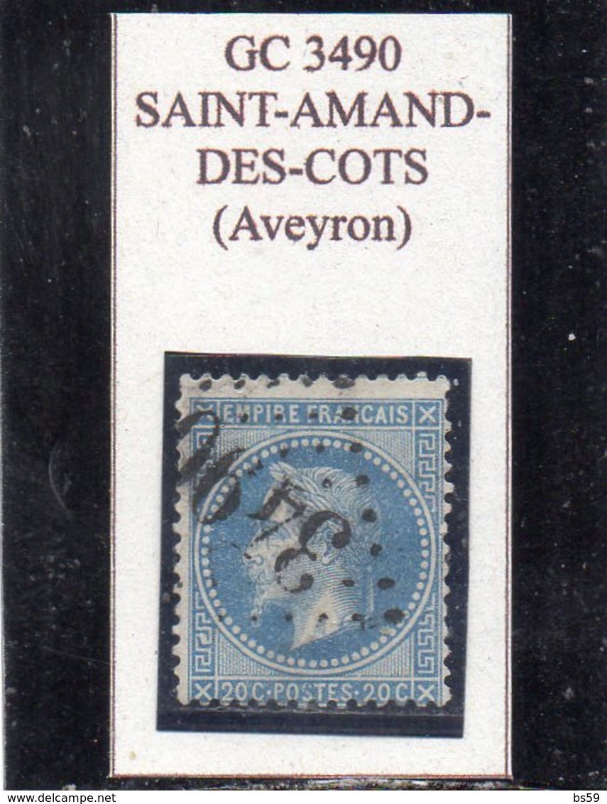 Aveyron - N° 29B Obl GC 3490 Saint-Amand-des-Côts - 1863-1870 Napoleon III With Laurels