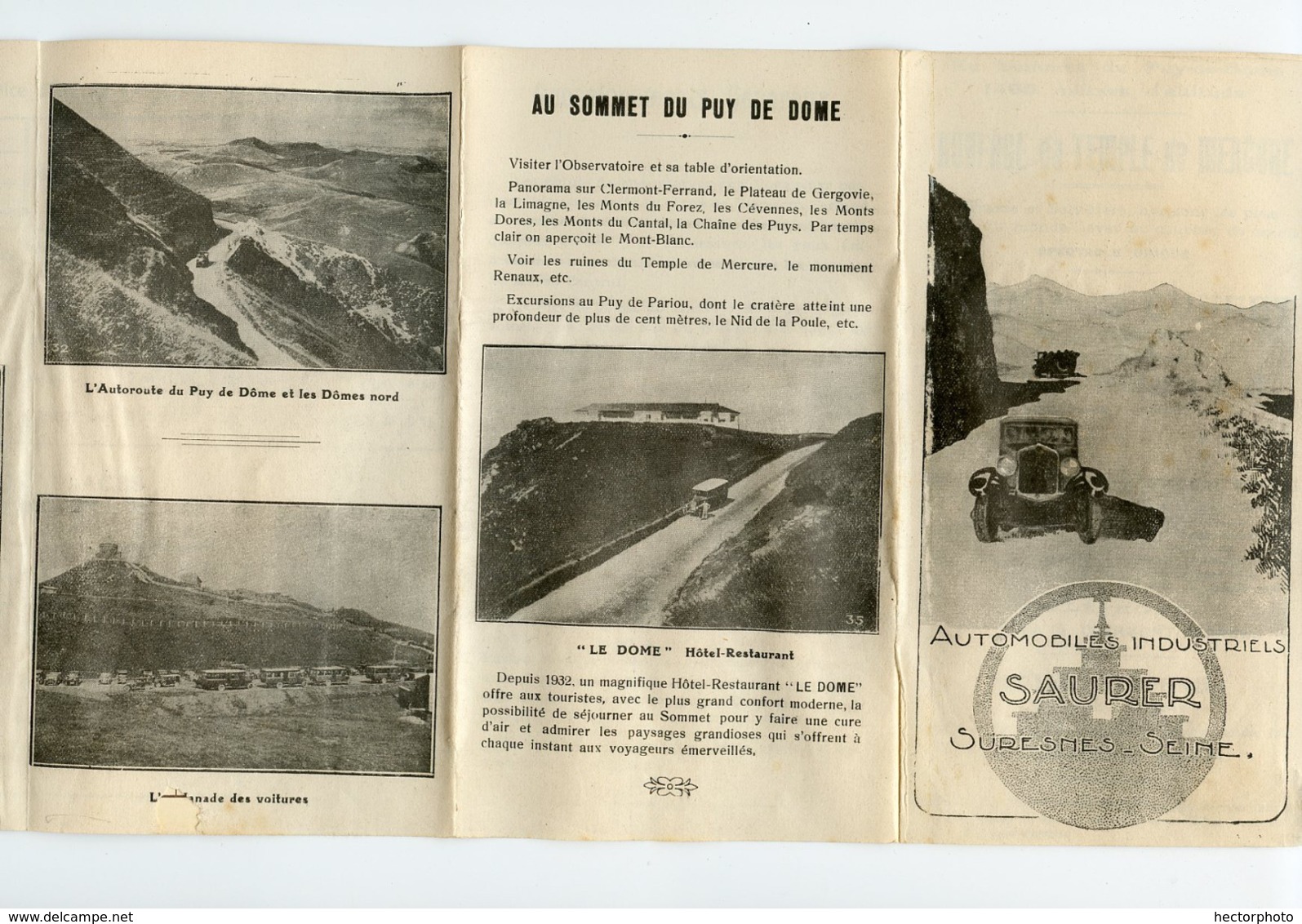 Carte Paysage ROUTE AUTOMOBILE PUY De DOME  Voiture SAURER  5 Plis Recto Verso Superbe Mousseau Peinture - Cartes Routières