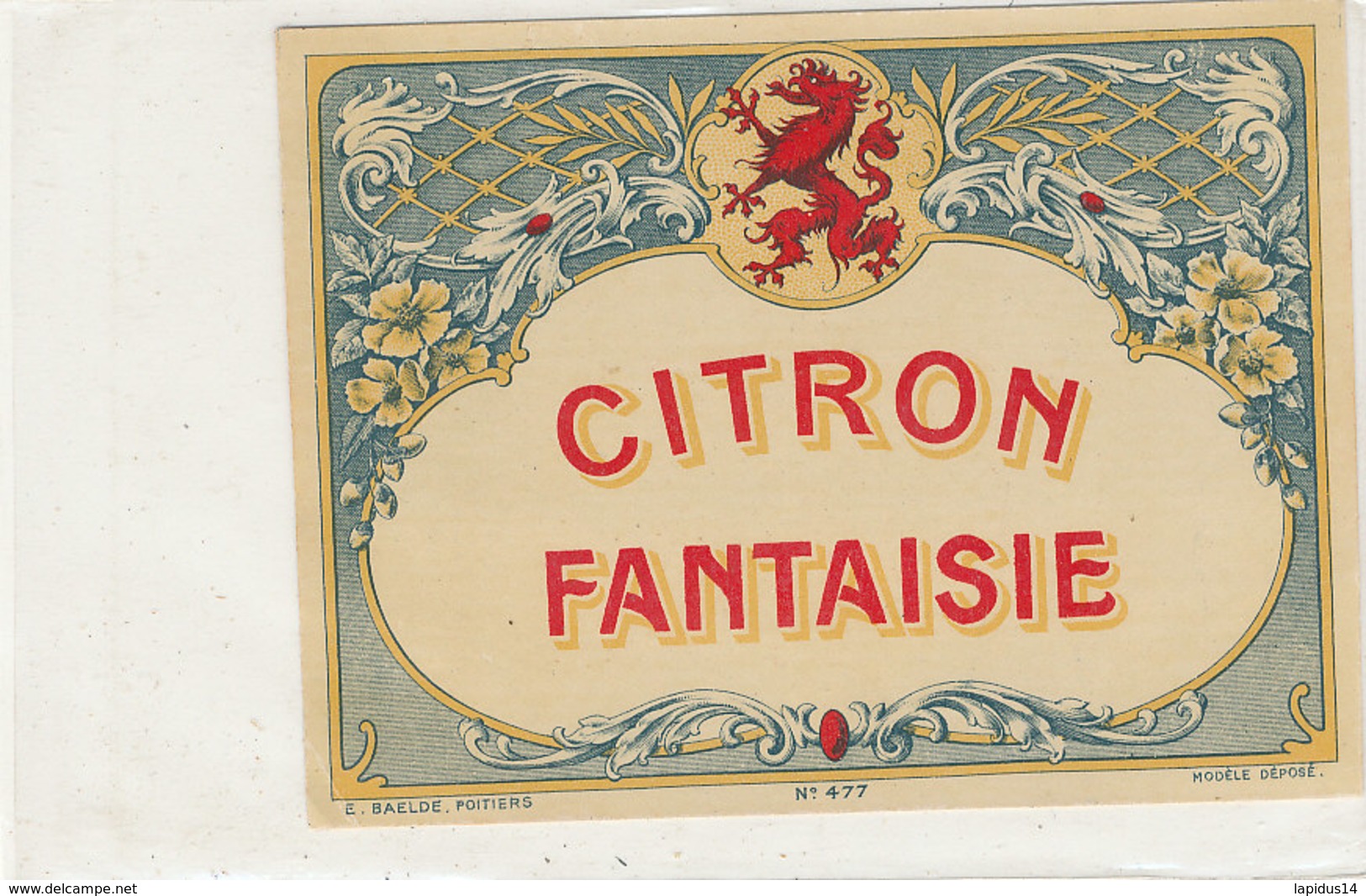 AN 584 / ETIQUETTE   CITRON   FANTAISIE N° 477 - Other & Unclassified