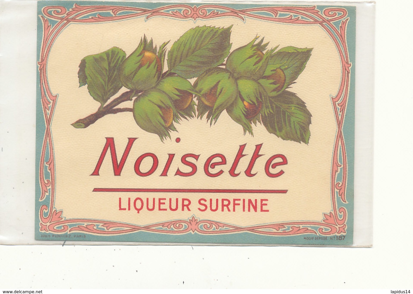 AN 582 / ETIQUETTE    NOISETTE LIQUEUR SURFINE  N° 187 - Other & Unclassified