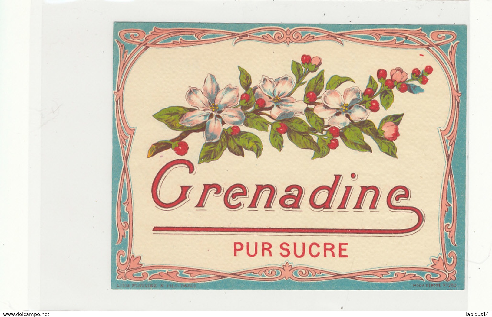 AN 580 / ETIQUETTE     GRENADINE PUR SUCRE   N° 280 - Other & Unclassified