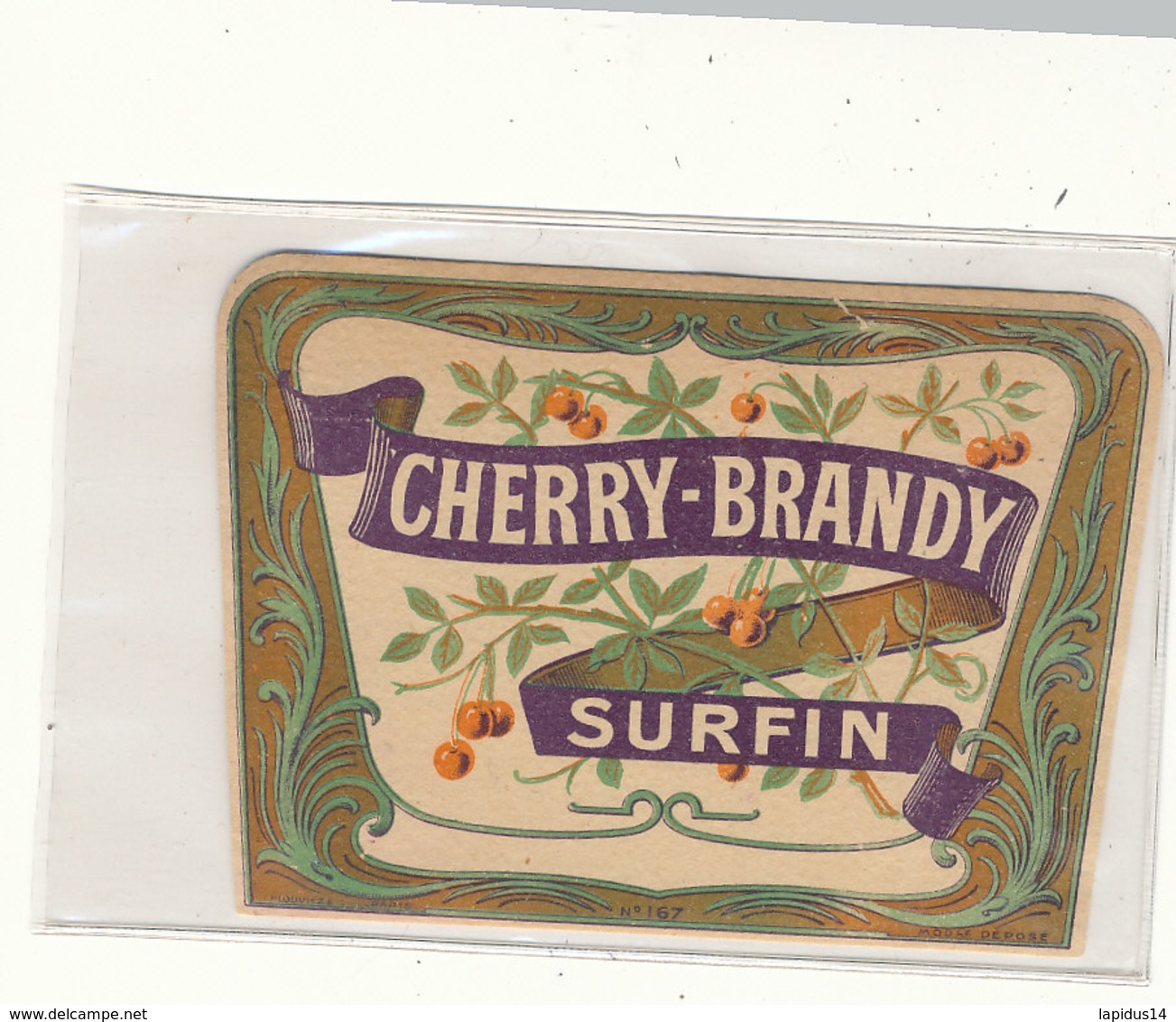 AN 570 / ETIQUETTE    CHERRY BRANDY SURFIN  N° 167 - Autres & Non Classés