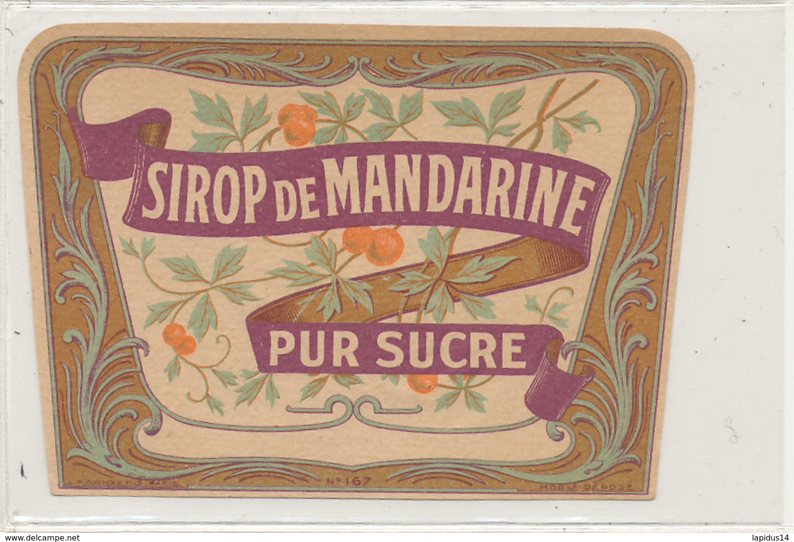 AN 569 / ETIQUETTE     SIROP DE MANDARINE PUR SUCRE N° 167 - Other & Unclassified