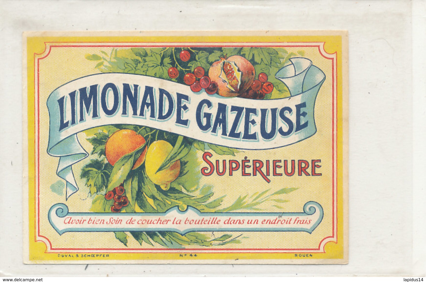 AN 662 / ETIQUETTE    LIMONADE GAZEUSE  SUPERIEURE - Other & Unclassified