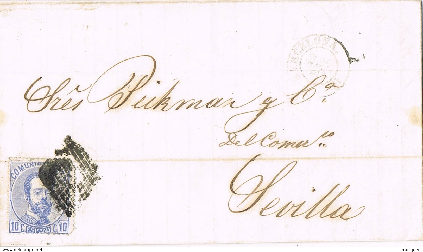 34627. Carta Entera BARCELONA  1873. Amadeo, Rombo De Rombos - Cartas & Documentos