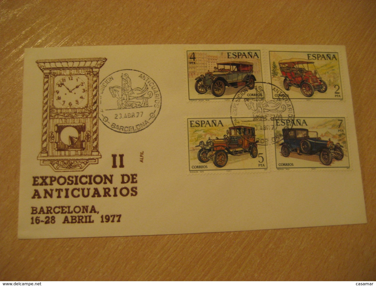 BARCELONA 1977 Expo De Anticuarios Clock Antique Dealer Antiquaire Cancel Cover SPAIN Archeology Archeologie - Archaeology