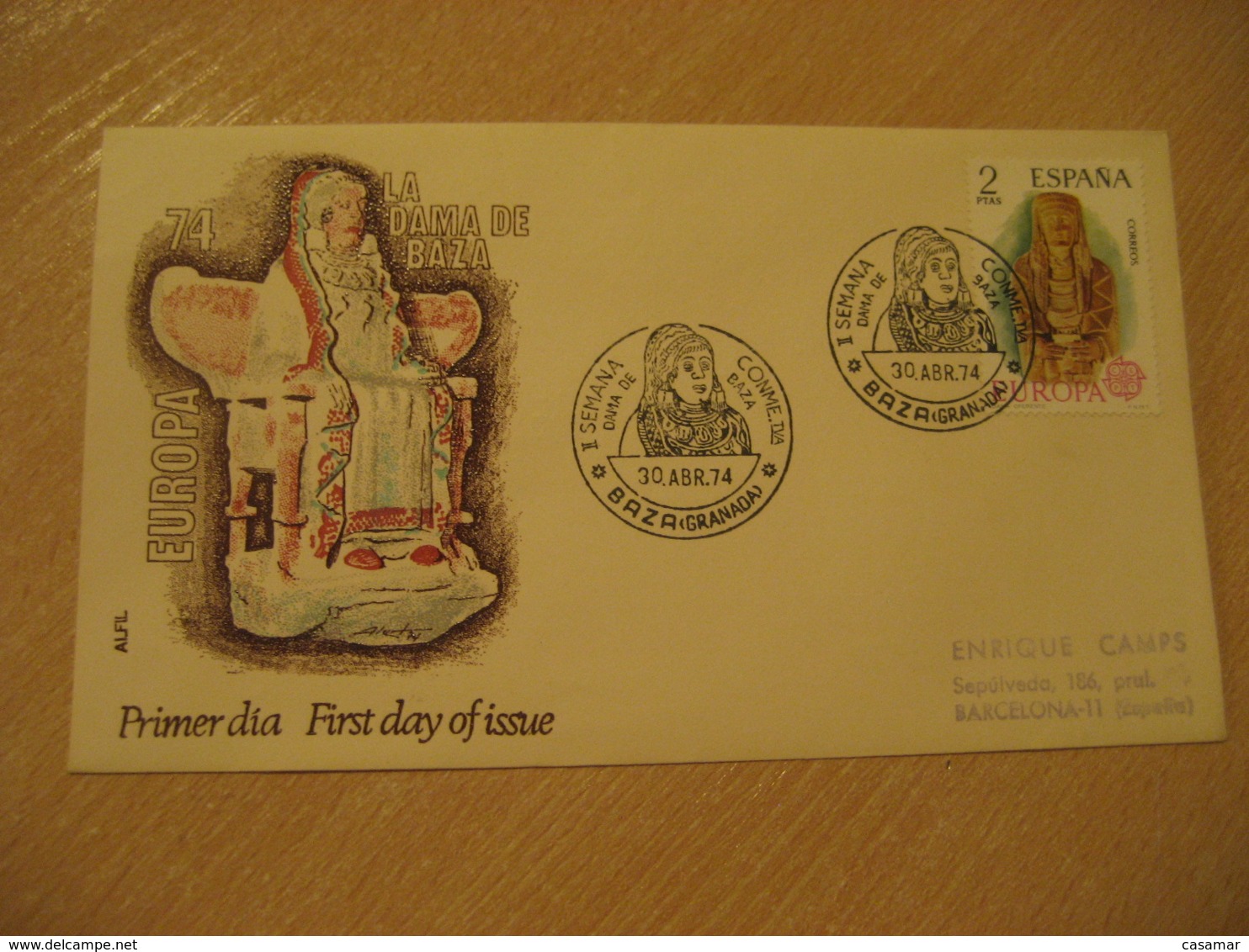 BAZA Granada 1974 La Dama De Baza Europa FDC Cancel Cover SPAIN Archeology Archeologie - Archäologie