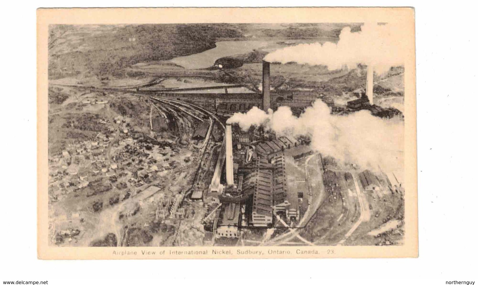 SUBBURY, Ontario, Canada, Aerial View Of International Nickel (Copper Cliff), Mining, Old WB PECO Postcard - Other & Unclassified