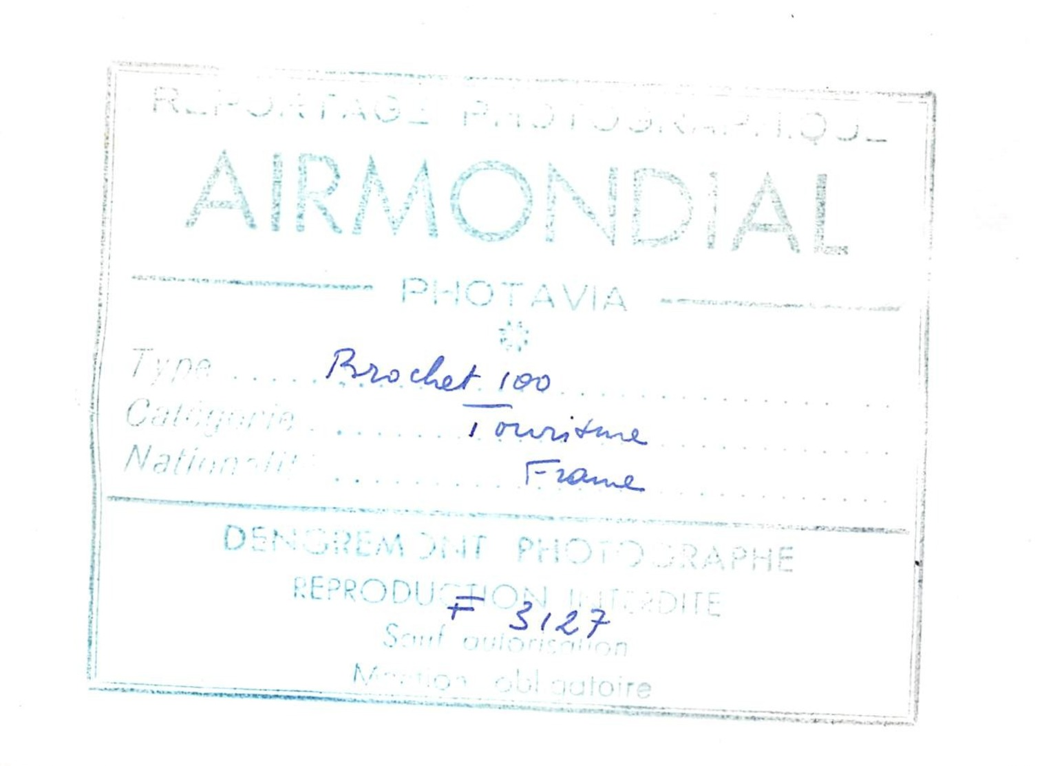 AIR MONDIAL //  COLLECTION PHOTAVIA // BROCHET MB 100 - AVION TRIPLACE DE TOURISME - PREMIER VOL 3 JANVIER 1951 - Aviation