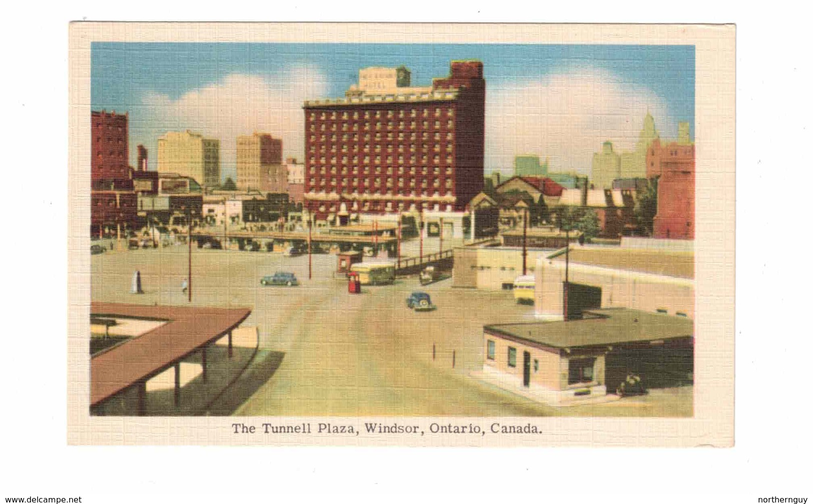 WINDSOR, Ontario, Canada, The Tunnel Plaza, Old Linen Jack Bain Postcard, Essex County - Windsor