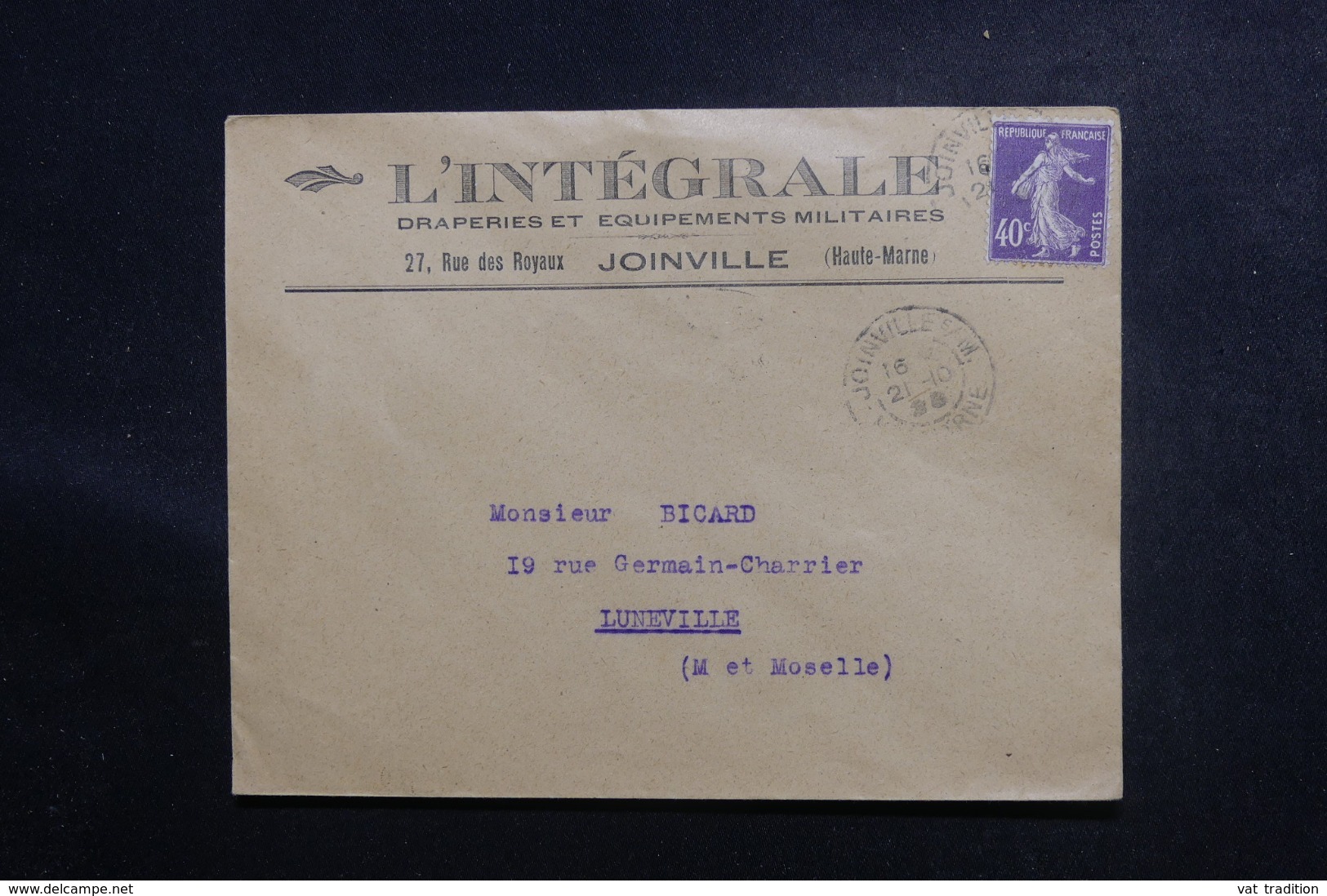 FRANCE - Enveloppe Commerciale De Joinville Pour Luneville , Affranchissement Type Semeuse - L 47089 - 1921-1960: Période Moderne
