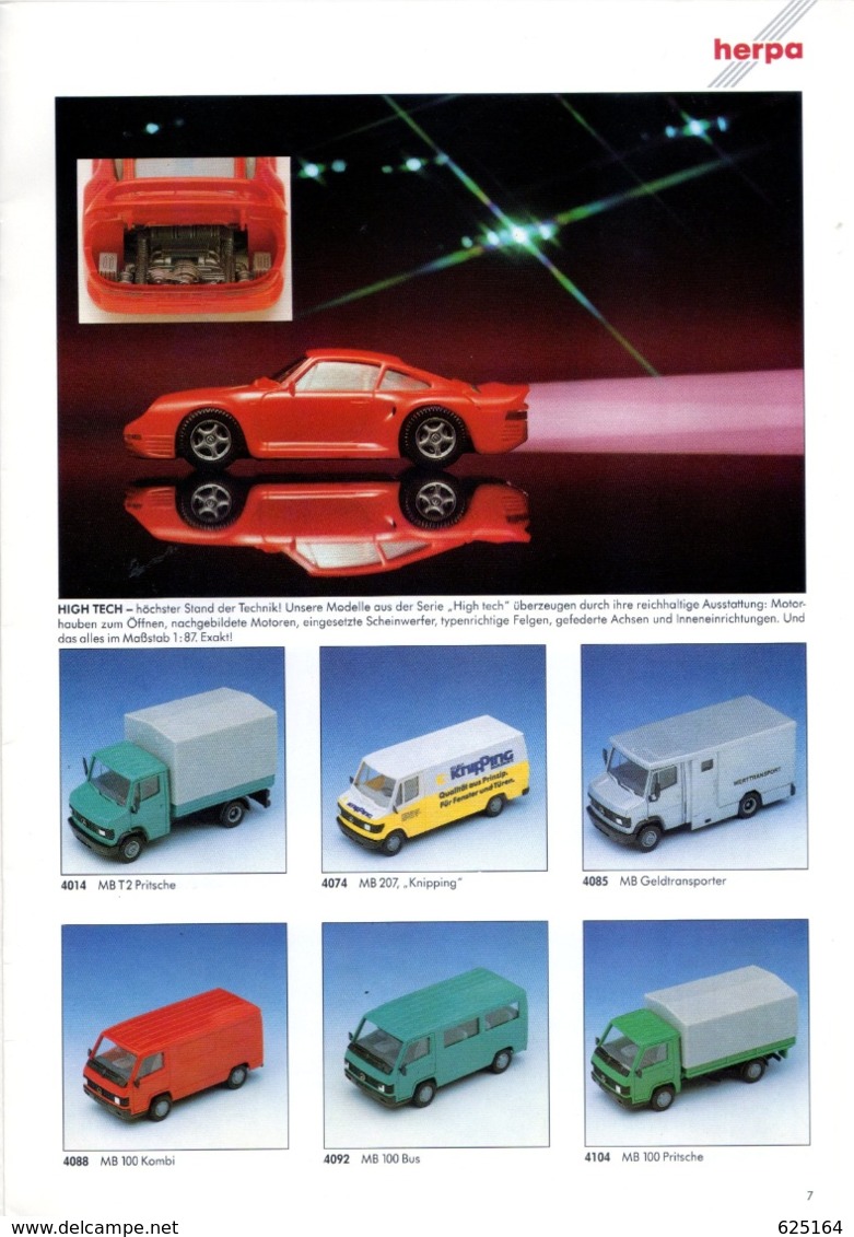 Catalogue HERPA 1989 Collection Wagener Miniatur Automobile HO 1/87 - Echelle 1:87