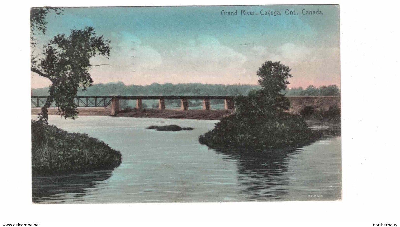 CAYUGA, Ontario, Canada, RR Bridge?, Grand River, 1931 J E Evans Postcard, Halidmand County - Windsor