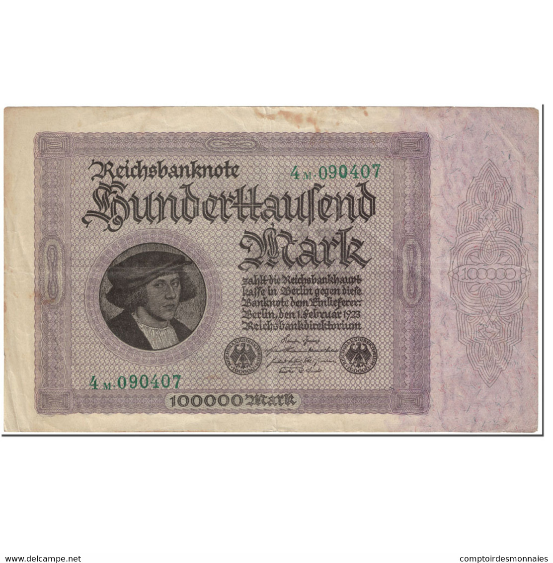 Billet, Allemagne, 100,000 Mark, 1923, 1923-02-01, KM:83a, TB - 100000 Mark