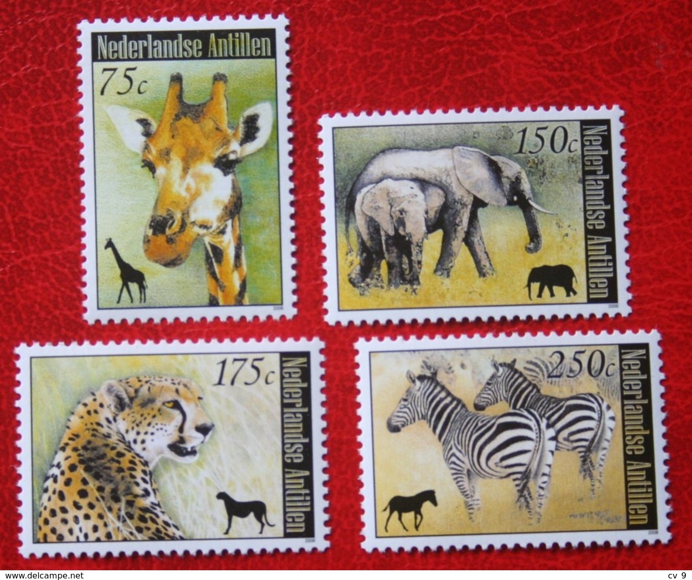 ELefant Zebra Dieren Wild Animals Giraf NVPH 1854-1857 2008 MNH / POSTFRIS NEDERLANDSE ANTILLEN / NETHERLANDS ANTILLES - Curaçao, Nederlandse Antillen, Aruba