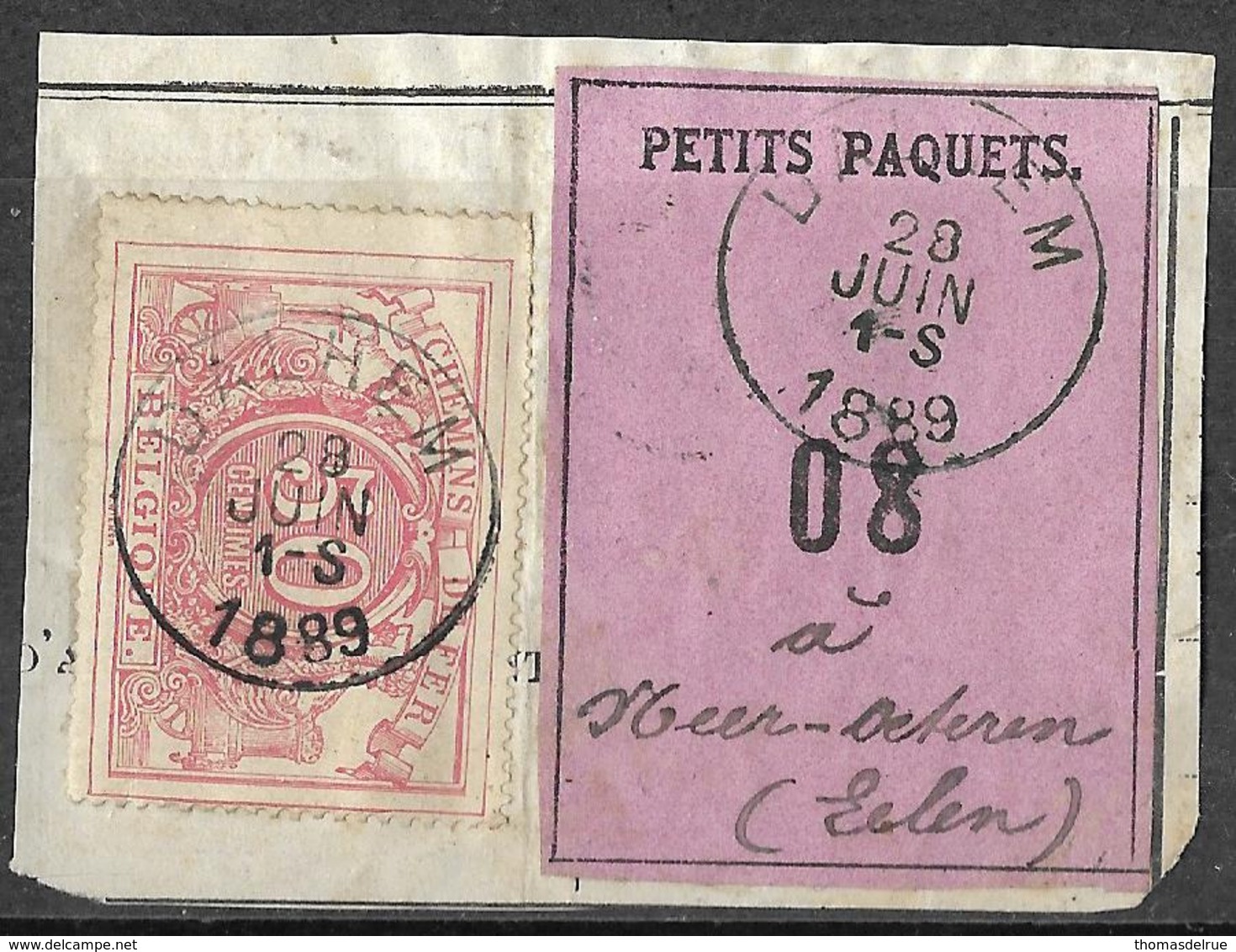 A0.41:DALHEM :N°11: Poststempel: 28 JUIN 1-S 1889: Type E9 > Neer Oeteren ( Eelen): Fragm. "Lettre De Voiture": N° 08 - Used