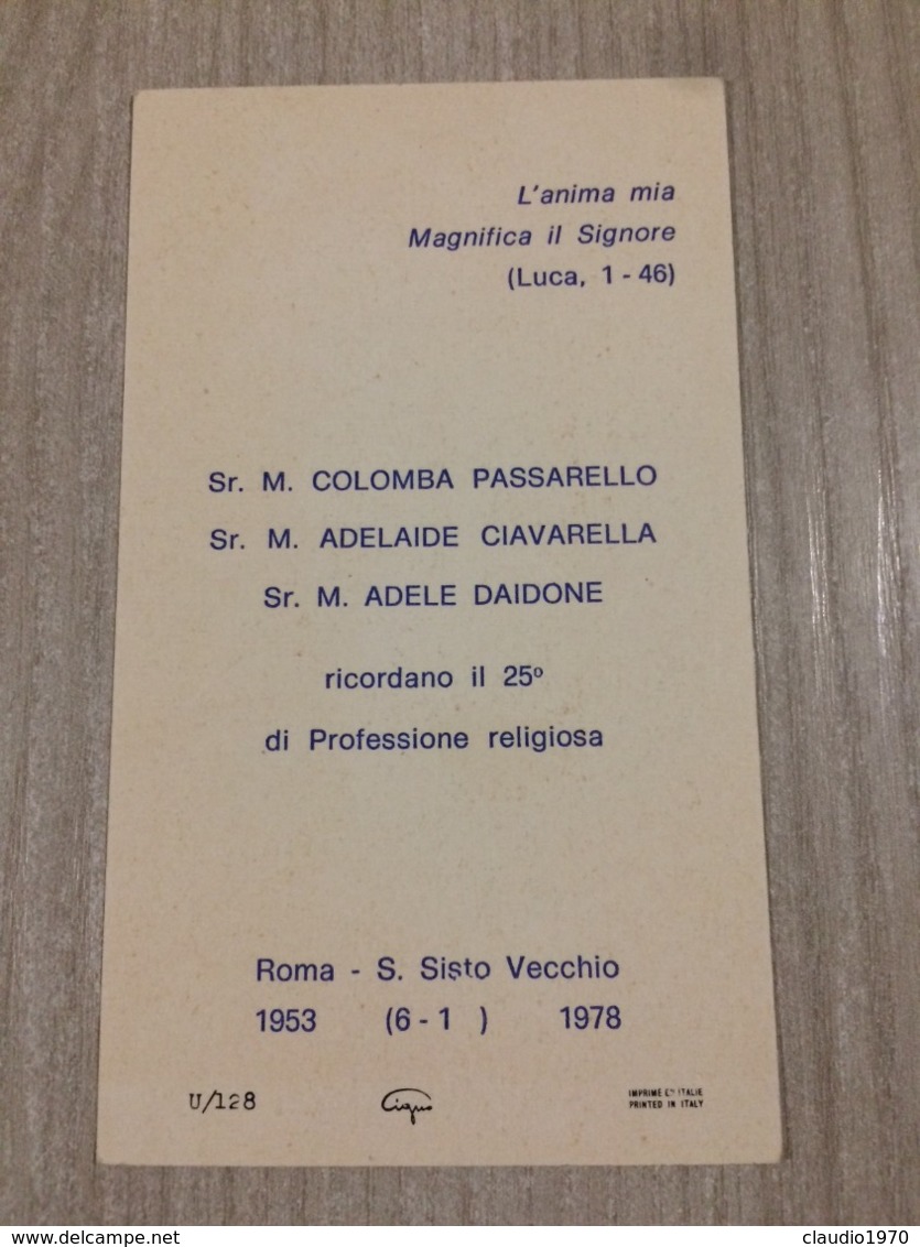 Santino Gesu’ Bambino In Ricordo Dei 25 Anni Di Professione Religiosa Di S. C. Passarello S. A. Ciacarella E S. A. Daido - Santini