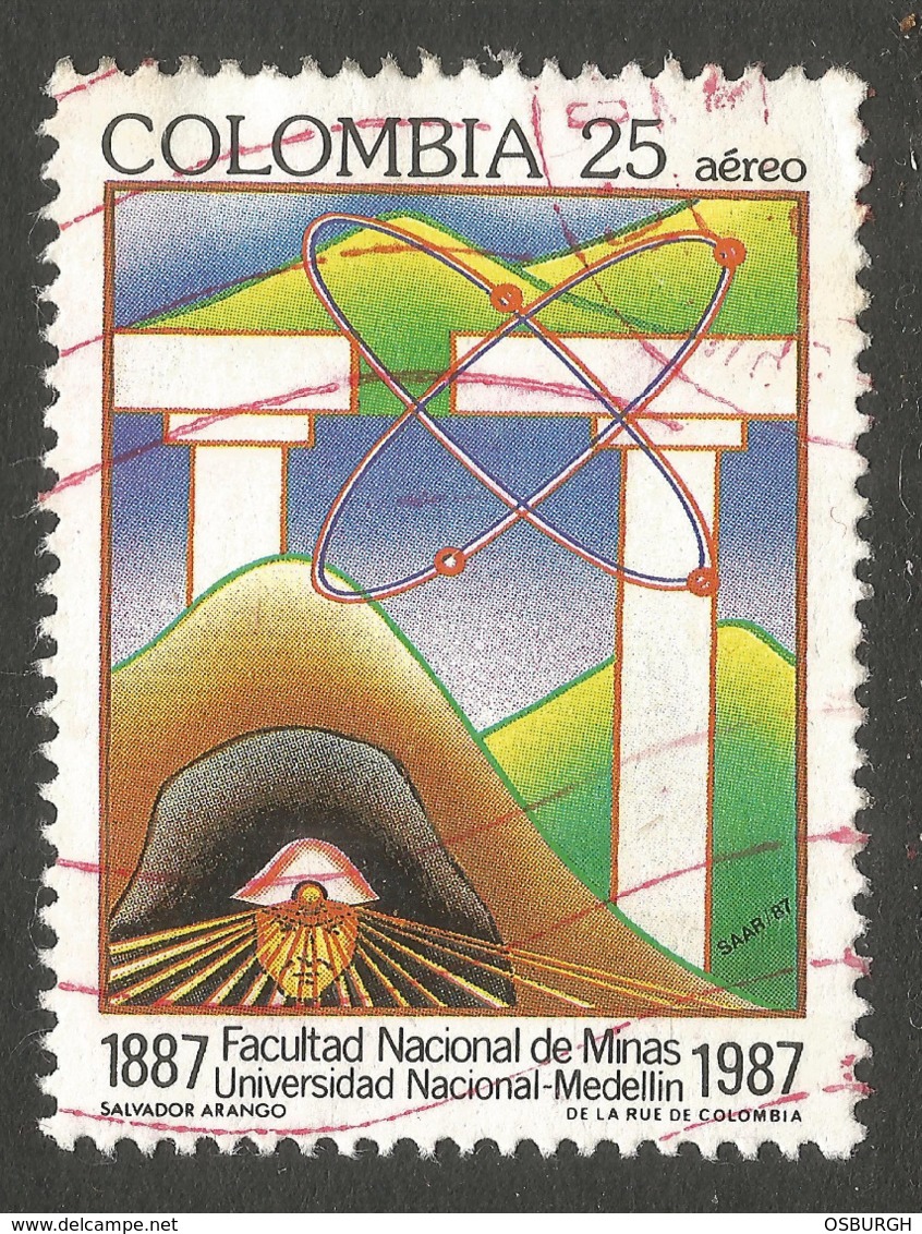 COLOMBIA. 1987. 25 PESO AIR. MINING. USED - Colombia
