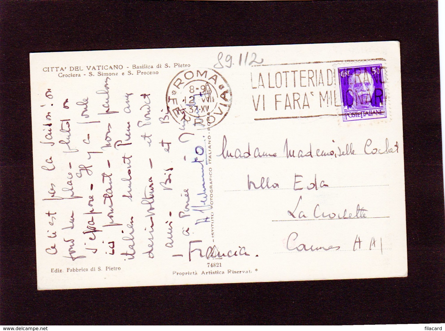 89112     Vaticano,  Citta"  Del Vaticano,  Basilica Di S. Pietro,  Crociera -  S. Simone E  S. Proceno,  VG  1933 - Vaticano