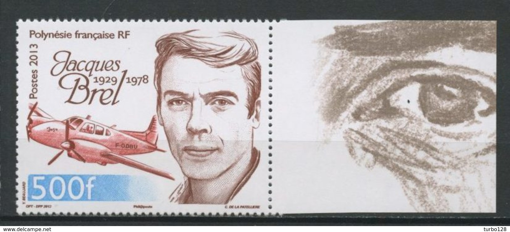 POLYNESIE 2013 N° 1022 ** Neuf MNH Superbe Personnalité Jacques Brel Chanteur Avion Jojo Planes Transports - Unused Stamps