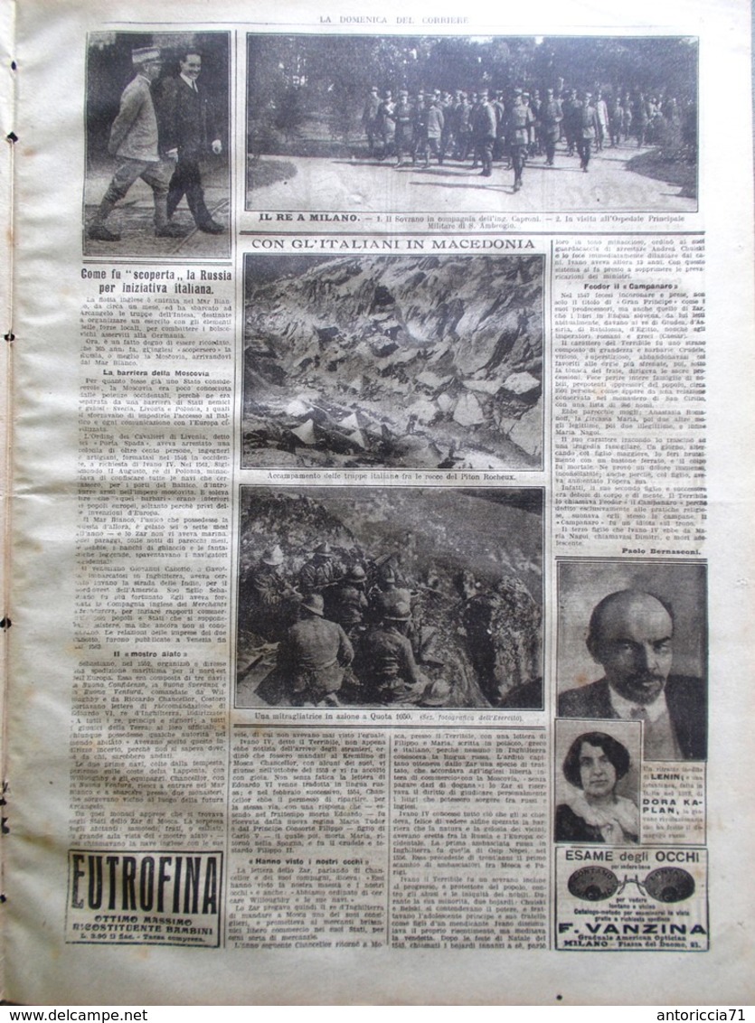 La Domenica Del Corriere 15 Settembre 1918 WW1 Falco Lenin Dora Kaplan Macedonia - Guerra 1914-18