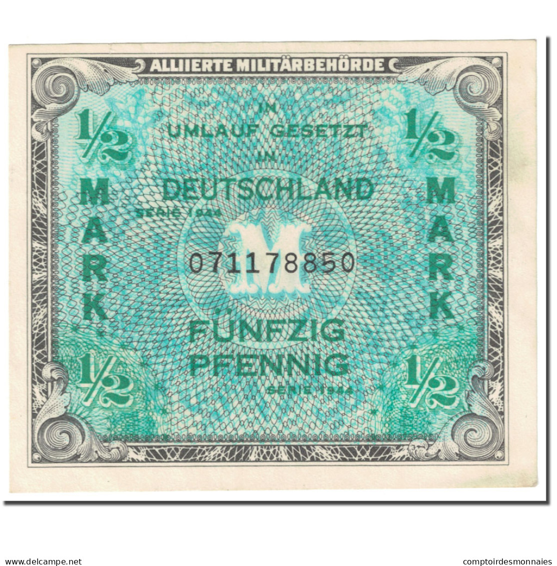 Billet, Allemagne, 1/2 Mark, 1944, SERIE DE 1944, KM:191a, SUP - 1/2 Mark