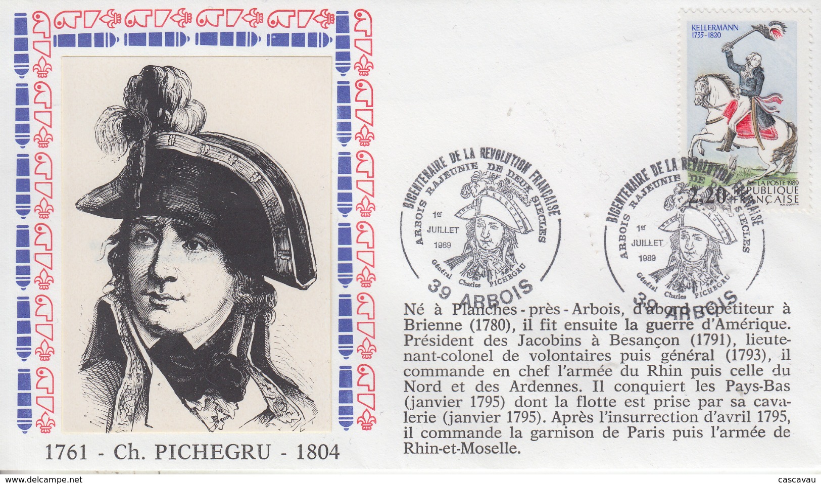 Enveloppe  FRANCE   PICHEGRU   Bicentenaire  De  La   REVOLUTION    ARBOIS   1989 - Franz. Revolution